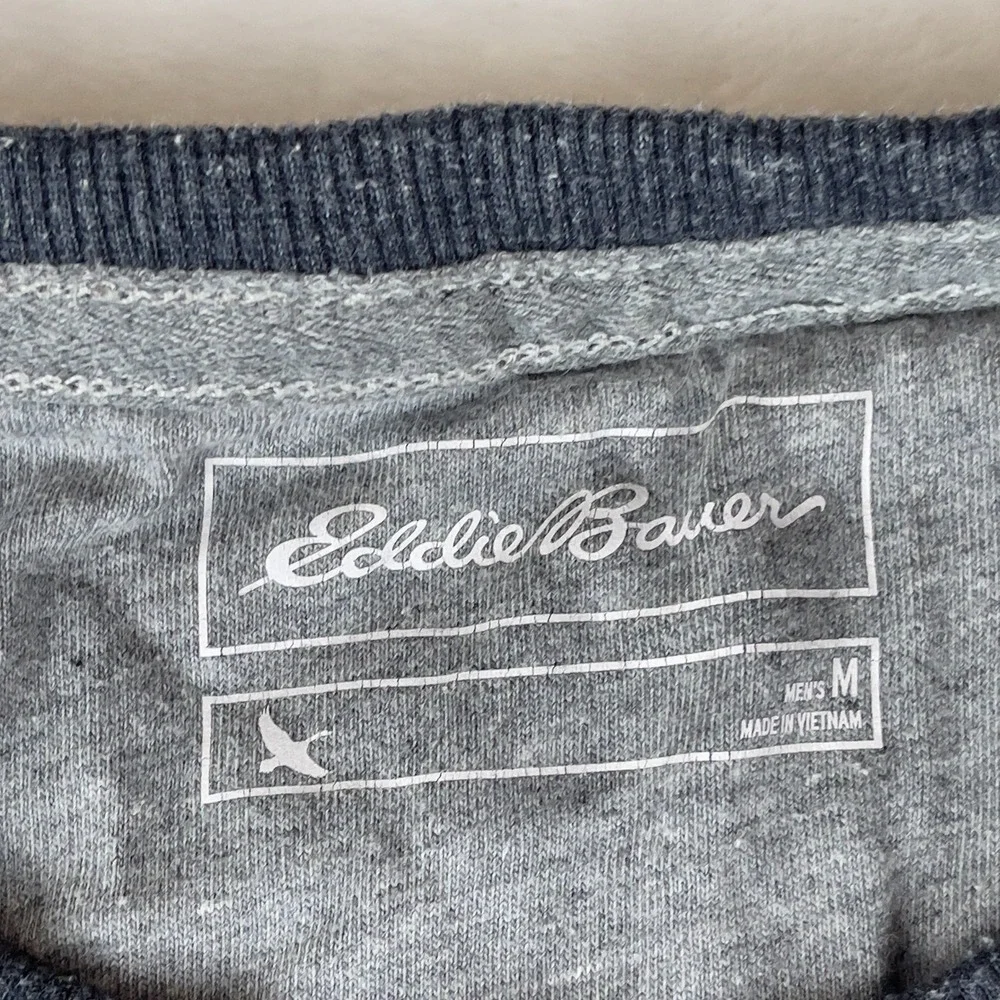 Eddie Bauer Waffle Knit Thermal‎ Shirt Mens M Gray Long Sleeve Ribbed Crewneck